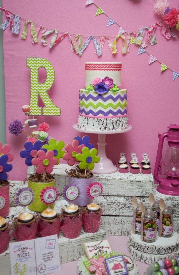 glam camping dessert table