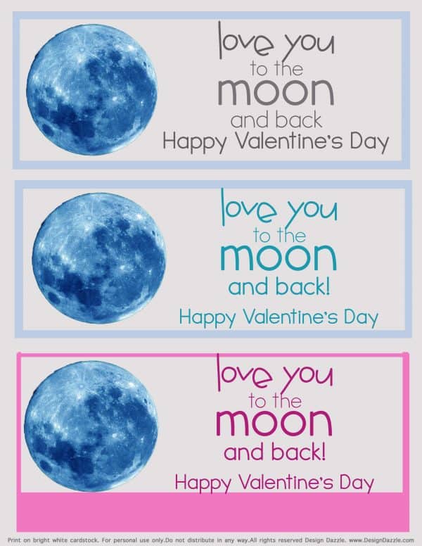 Valentine love you to moon and back free printable - Design Dazzle