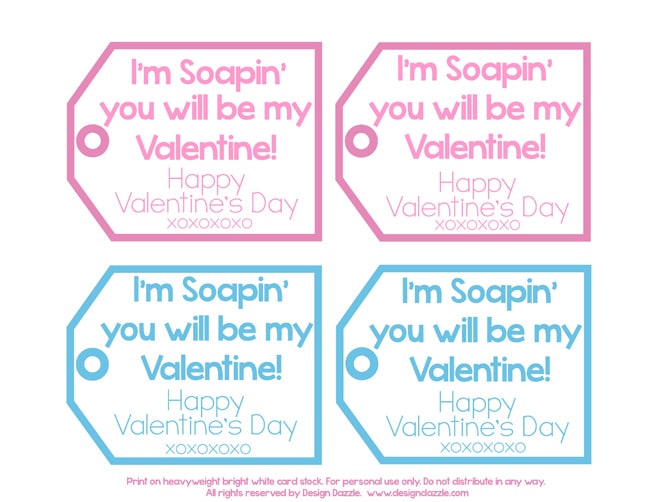 Free printable Valentine's Day soap tags