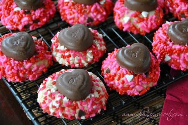 Vanilla bean cookies with chocolate hearts