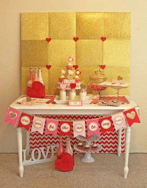 valentine kids party dessert table