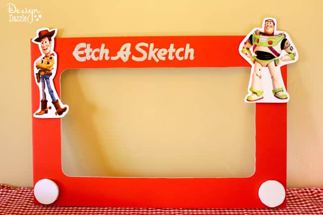 Etch a Sketch Photo Booth Prop - Design Dazzle #ToyStoryParty #EtchaSketch #photoboothprop