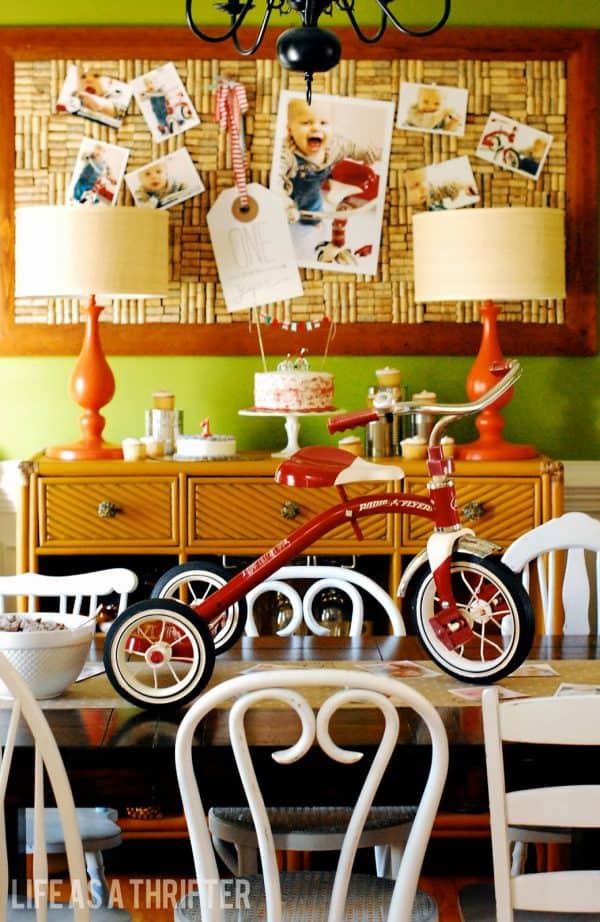 Red Tricycle themed 1st birthday party - cake table