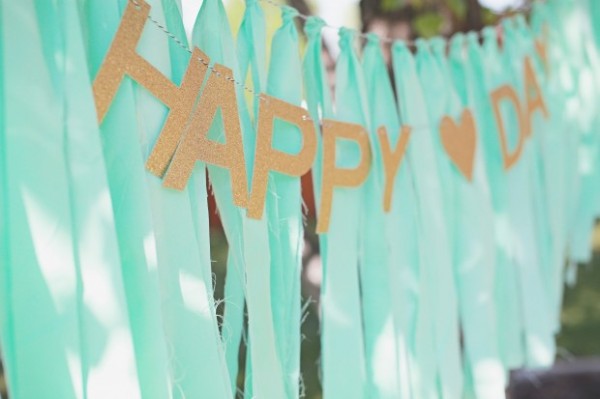 Fabric and Gold Letter Birthday Garland