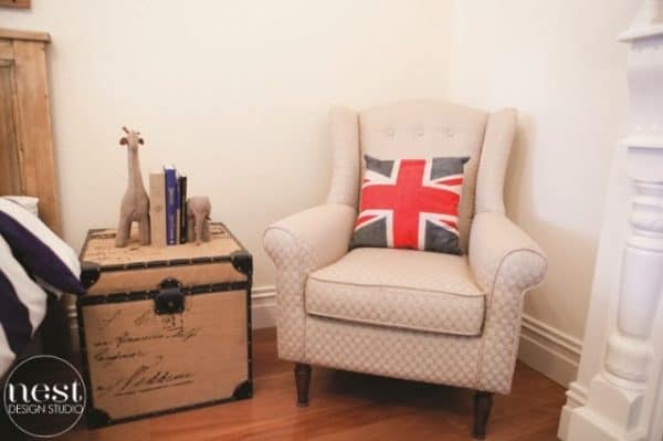 Classic Boys Room with an amazing side trunk/ nightstand. I want one!!