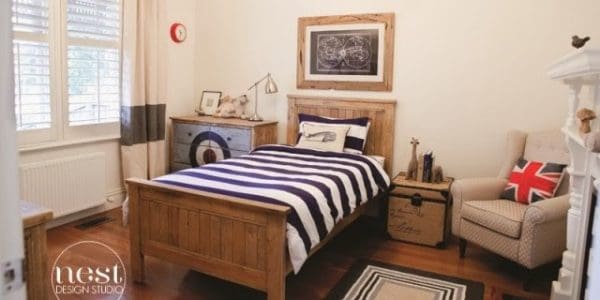 Classic Boys Room that is so adorable and chic! Loving the patterns!