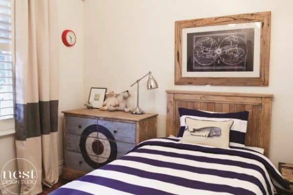 Classic Boys Room with a gorgeous, vintage map. I love, love, love it.