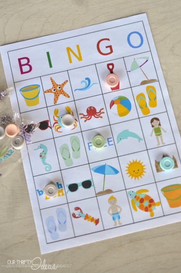 Summertime BINGO printable game - Indoor Summer Activities for Kids for Rainy Summer Day Fun - don't let the rain ruin your day. Check out this collection of indoor crafts, games & treats! - Design Dazzle