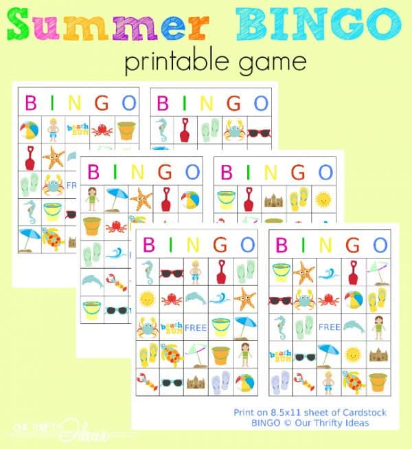 Summertime BINGO printable game! Fabulous kids activity for summer! #kidsactivities