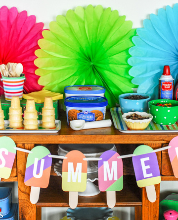 Ice Cream Bar with Summer Popsicle Banner