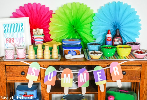 Ice Cream Bar with Summer Popsicle Banner