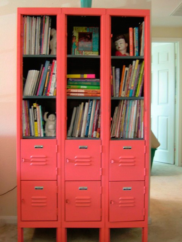 shelves in red