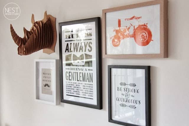 wall decor in contemporary shared boys rooom