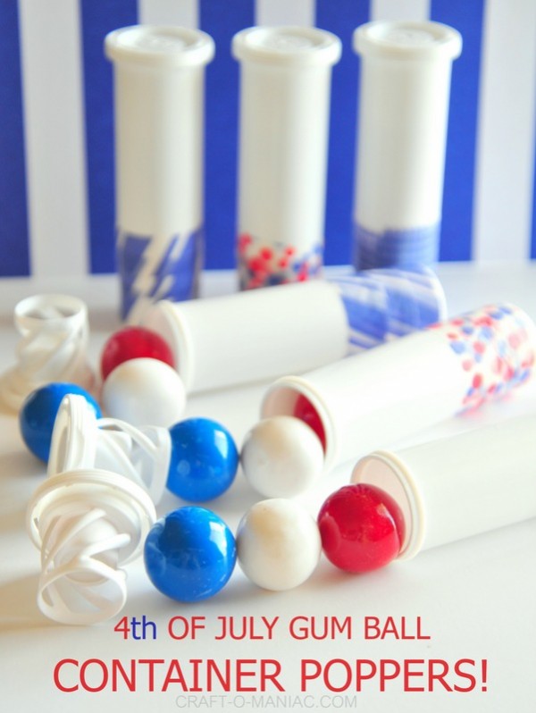 Tutorial on how to make 4th of july gumball container poppers