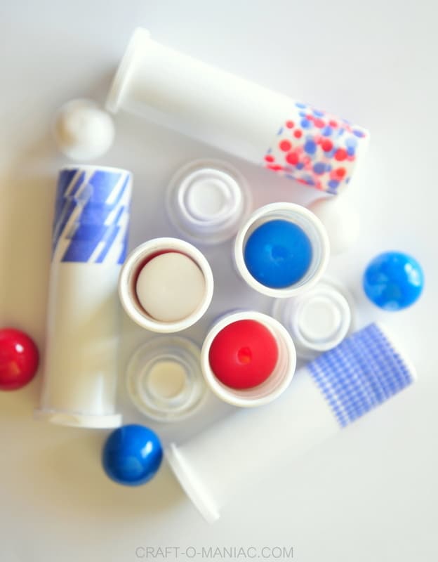 Tutorial on how to make 4th of july gumball container poppers