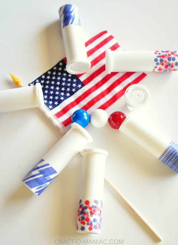 Tutorial on how to make 4th of july gumball container poppers