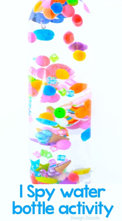 I spy sensory water bottle craft that kids will love to help make and then play with! - Design Dazzle