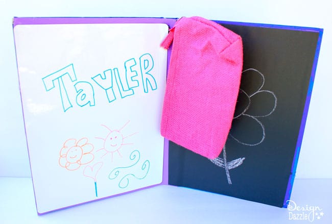 Repurpose a book into a whiteboard and chalkboard activity book - Design Dazzle