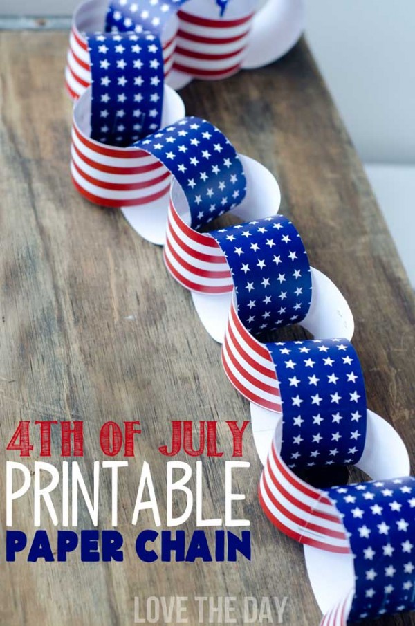 4th of July Kids Crafts! PRINTABLE stars and stripes paper chain!