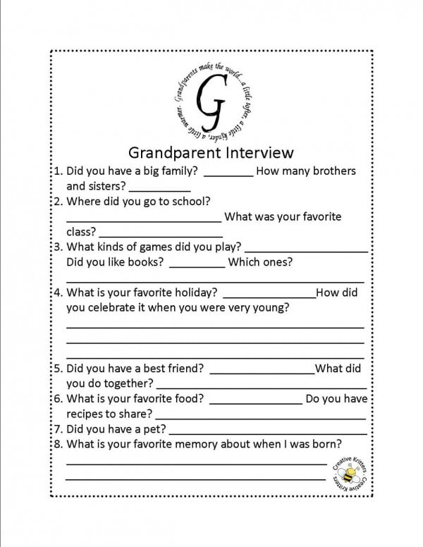 Summer Service Project Ideas for Kids - Interview Grandparents