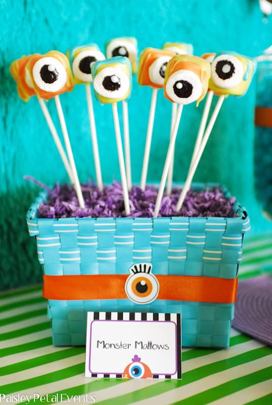 Monster Party ideas - Monster Marshmallow Pops
