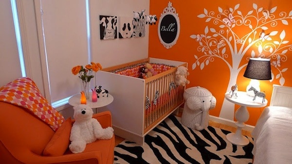 Colorful Orange Nursery Ideas Design Dazzle One Accent Wall And An Orange Chair For This Fun Nursery