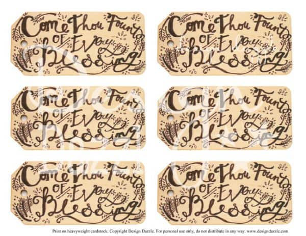 Come Thou Fount of Every Blessing printable tags