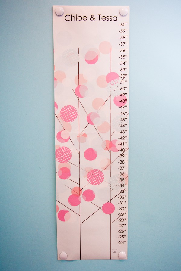 Twin Girls Room growth chart