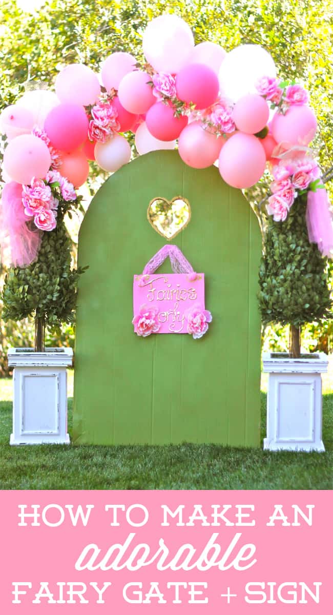 How to make an ADORABLE fairy gate + sign using a cardboard box! on Design Dazzle #fairyparty