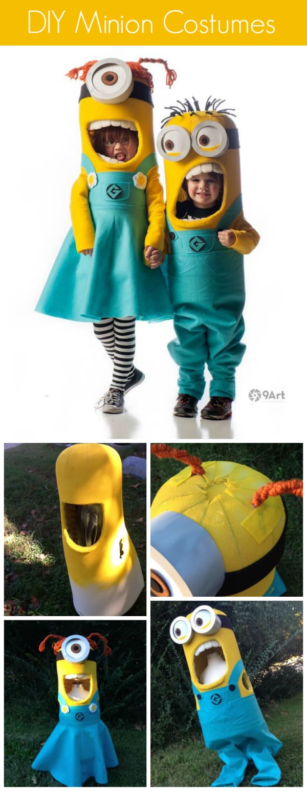 DIY Minion Halloween Costumes for Siblings