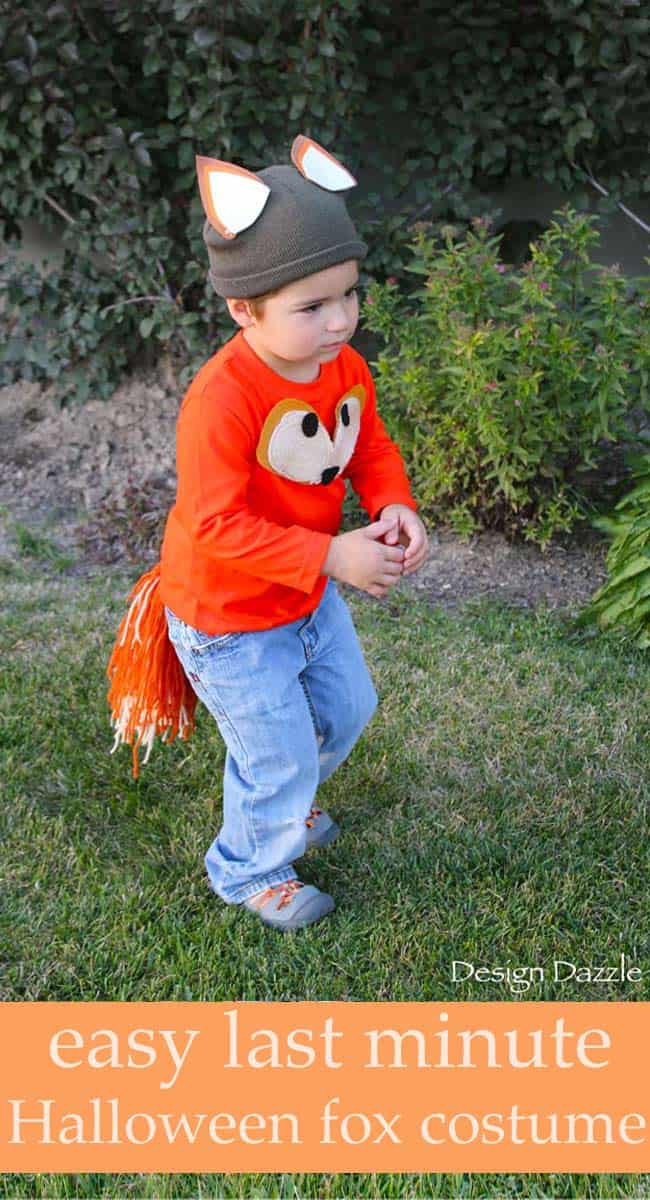 Easy last minute Halloween fox costume. No-sew and quick! | DIY kids halloween costumes | DIY halloween costumes | halloween costume ideas for kids | no sew halloween costumes | easy homemade halloween costumes || Design Dazzle #DIYhalloweencostumes