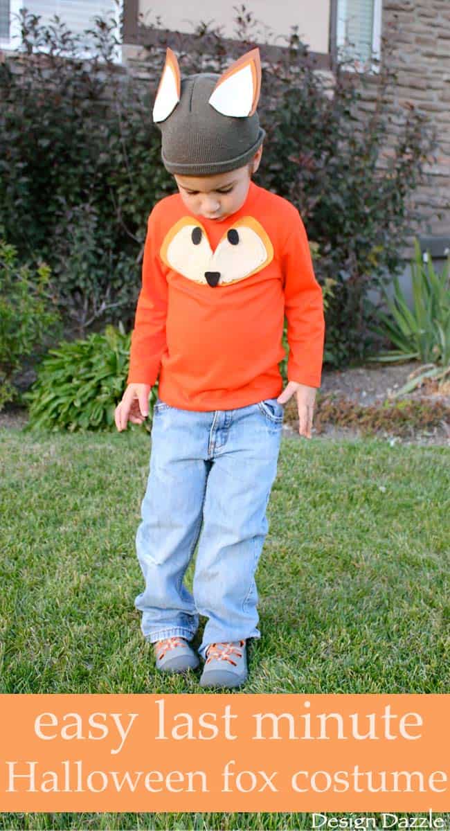 Easy last minute Halloween fox costume. No-sew and quick! | DIY kids halloween costumes | DIY halloween costumes | halloween costume ideas for kids | no sew halloween costumes | easy homemade halloween costumes || Design Dazzle #DIYhalloweencostumes