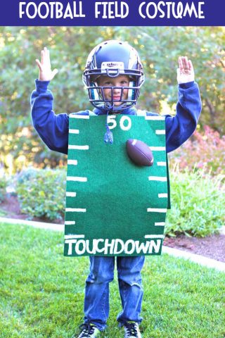How to Create a fun Football Field Halloween Costume using Dollar Store Supplies! #halloweencostumes #halloween
