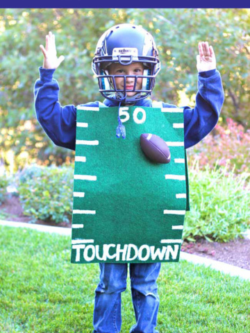 How to Create a fun Football Field Halloween Costume using Dollar Store Supplies! #halloweencostumes #halloween