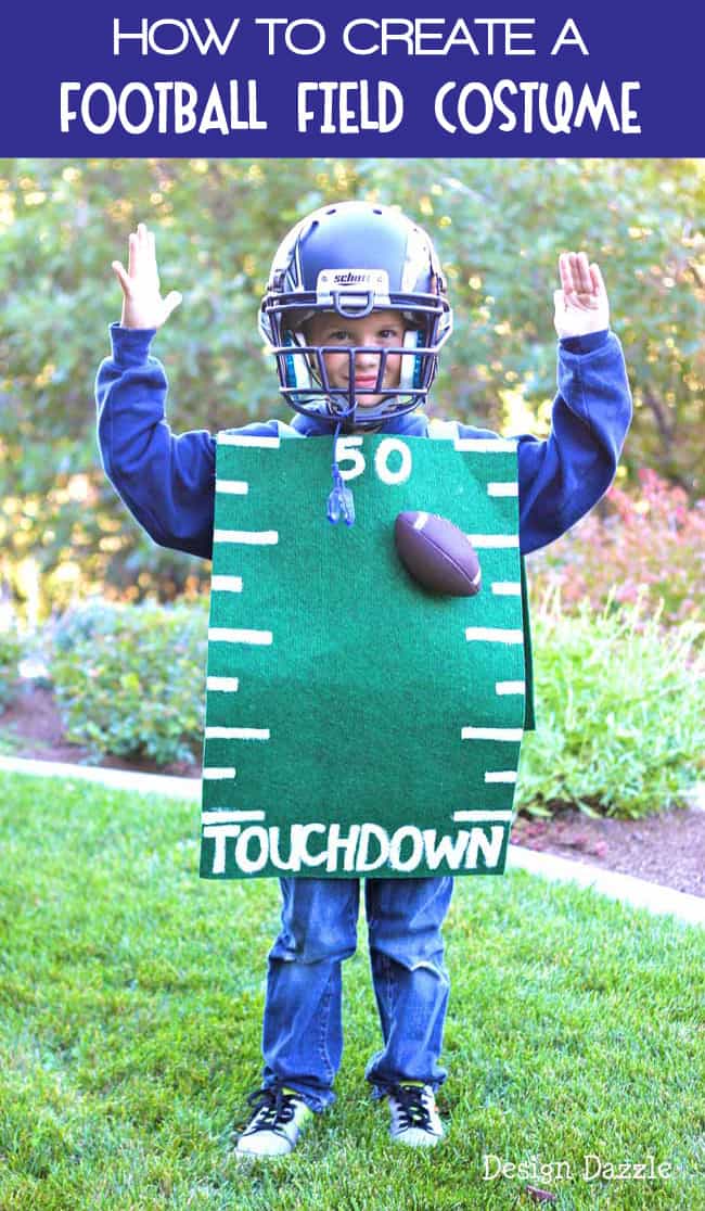 How to Create a fun Football Field Halloween Costume using Dollar Store Supplies! #halloweencostumes #halloween