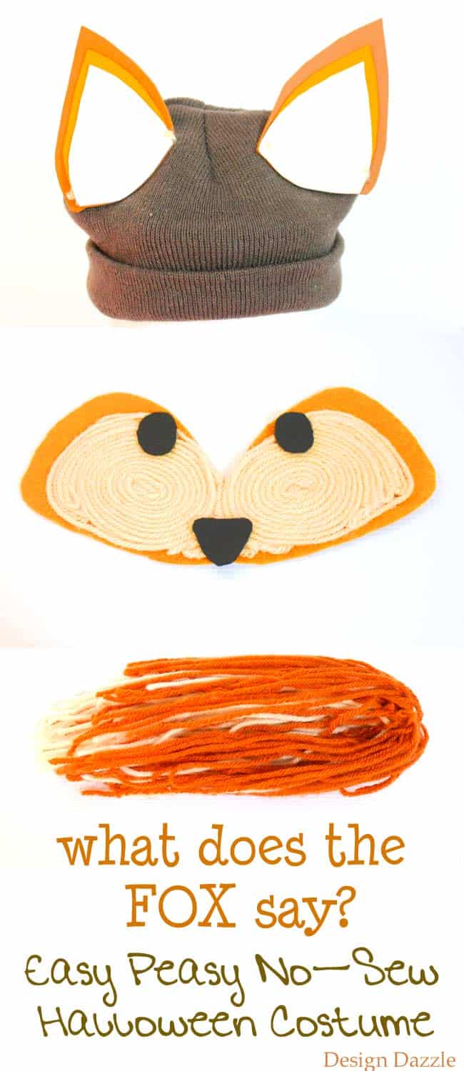 Easy last minute Halloween fox costume. No-sew and quick! | DIY kids halloween costumes | DIY halloween costumes | halloween costume ideas for kids | no sew halloween costumes | easy homemade halloween costumes || Design Dazzle #DIYhalloweencostumes