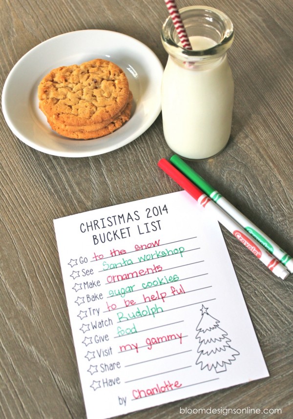 Free printable Christmas Bucket List