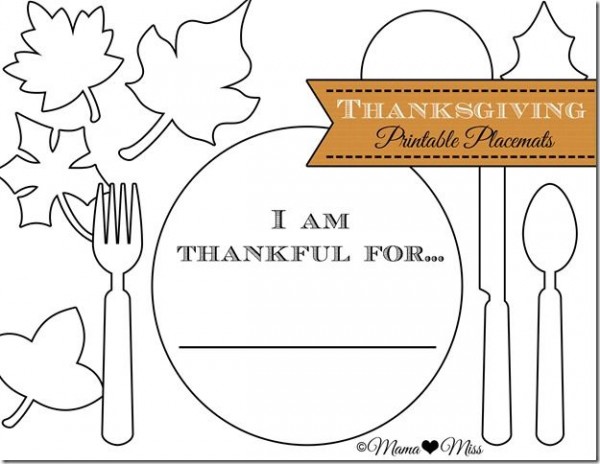 Thanksgiving Day activities for kids - Printable Placemats on Design Dazzle