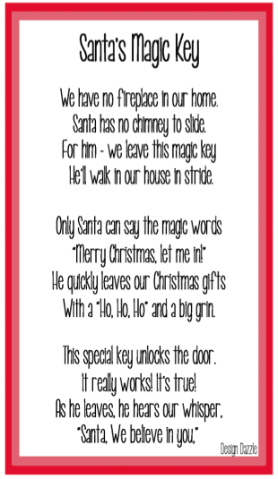 Santa Key Free Printable so Santa Can Enter A Home without A Chimney