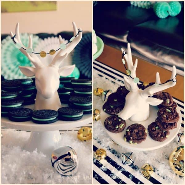 Christmas in black, white and mint reindeer