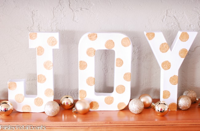 DIY polka dot letters - JOY for Christmas