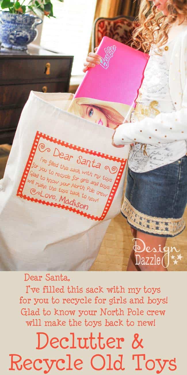 Great way to declutter and recycle old toys BEFORE Christmas! Also, a great idea for kids to give to those in need. Design Dazzle #christmas #christmasservice