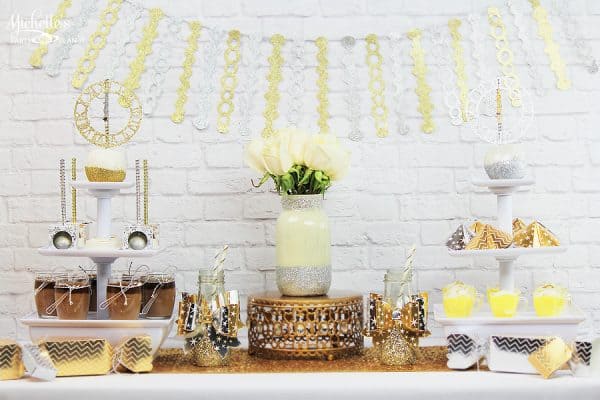 New Year's Eve Dessert Table so beautiful you might cry. Featured on Design Dazzle