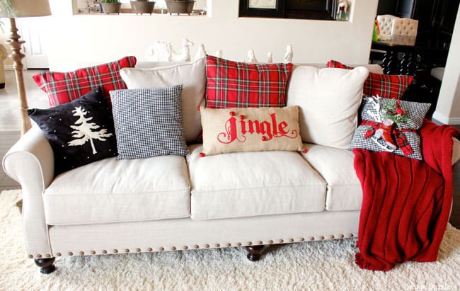 My favorite Holiday pillows that allows make the room feel extra festive. 