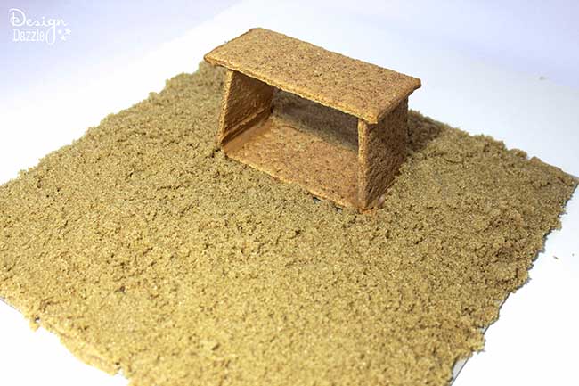 Graham Cracker Houses: Making the stable for a nativity scene is the easiest part- and the cutest! Brown sugar is the best "sand"!