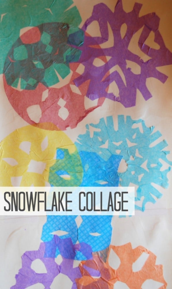 Make aprety snowflake collage for a fun indoor winter activity for the kids