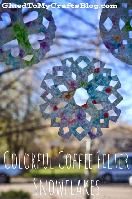 Help the kids make colorful coffee filter snowflakes for a fun indoor winter activity.