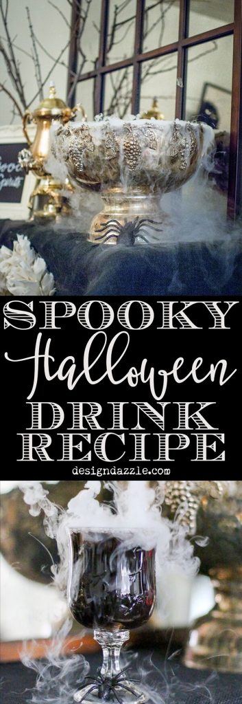 Spooky Halloween Drink Recipe with dry ice! Delicious and easy, nonalcoholic punch that is perfect for your next Halloween Party! #halloween #halloweendrinks #spooky || designdazzle.com