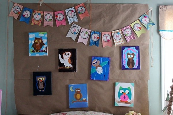 paint an owl canvas - great slumber party activity!