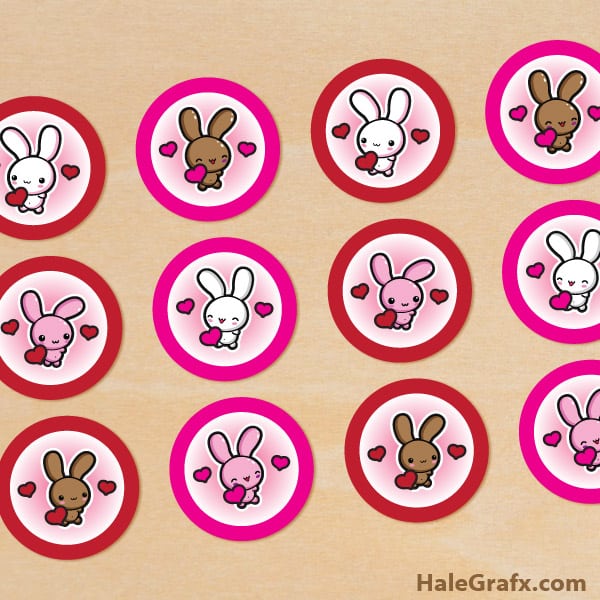 bunny valentine cupcake toppers